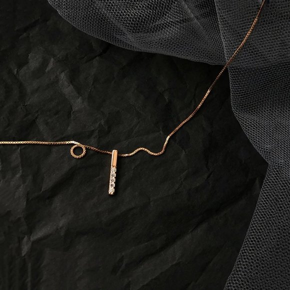 Gold Diamond Strip 925 Sterling Silver Necklace - Picture 12 of 14